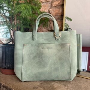 Portland Leather mini zip crossbody in Cucumber